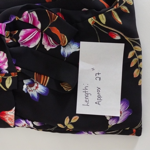 Express Ankle High Rise Black Floral Women's Size 00R Belt Tie Pre-owned - Picture 13 of 13